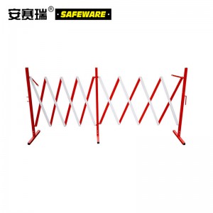 SAFEWARE 安赛瑞 长款移动式伸缩护栏 高95cm 长度范围0.44-5m 钢制 红/白 自带滚轮