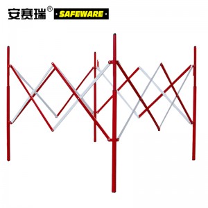 SAFEWARE 安赛瑞 移动式伸缩人孔围栏（红/白）展开尺寸130×130×78cm 钢制 红/白