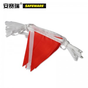 SAFEWARE 安赛瑞 警示红白旗 三角旗宽14×高18cm 长度10m 塔夫绸面料