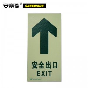 SAFEWARE 安赛瑞 自发光安全出口指引地贴 15×30cm 蓄光自发光 耐磨地贴保护膜