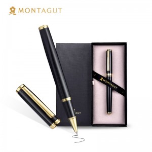 法国梦特娇（MONTAGUT）签字笔商务宝珠笔礼盒装书写签名笔 礼遇系列 黑色金夹0.5mm