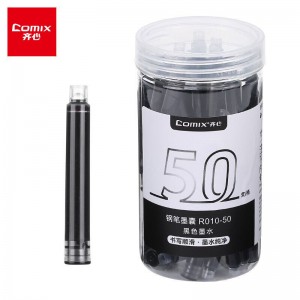 齐心(Comix)钢笔墨囊 换囊式钢笔墨水 墨胆 大包装50支装 黑  R010-50