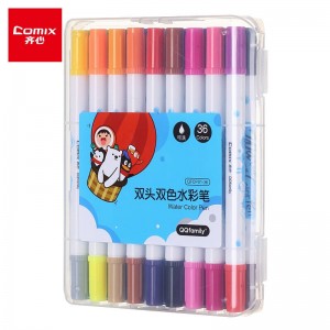 齐心(Comix) 双头双色文具水彩笔可水洗创作画笔水彩绘画笔 18支36色 QFCP01-36