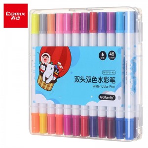 齐心(Comix) 双头双色文具水彩笔可水洗创作画笔水彩绘画笔 24支48色 QFCP01-48