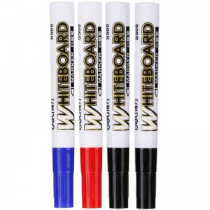 得力(deli)白板笔 4支3色组合装 可擦易擦 办公会议套装(2黑+1红+1蓝)