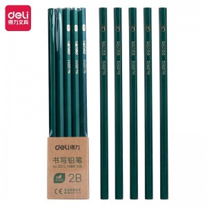得力(deli)经典绿杆学生2B铅笔六角笔杆考试素描绘图铅笔 10支33312