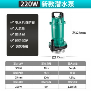新界潜水泵家用水泵高扬程抽水泵农用灌溉喷灌泵抽水机水井水塔清水泵增压泵220V 220W/一寸潜水泵