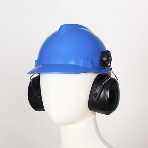 防噪声耳罩  防噪音耳罩降噪声安全劳保煤矿配帽式工业防护耳罩 耳罩：纯黑色+蓝色安全帽