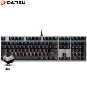 达尔优（dareu）机械师合金版机械键盘 有线键盘 游戏键盘 108键混光  全键无冲 吃鸡键盘  黑银黑轴